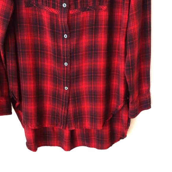 Denim & Supply Ralph Lauren Red Pintuck Plaid Top - Picture 2 of 6